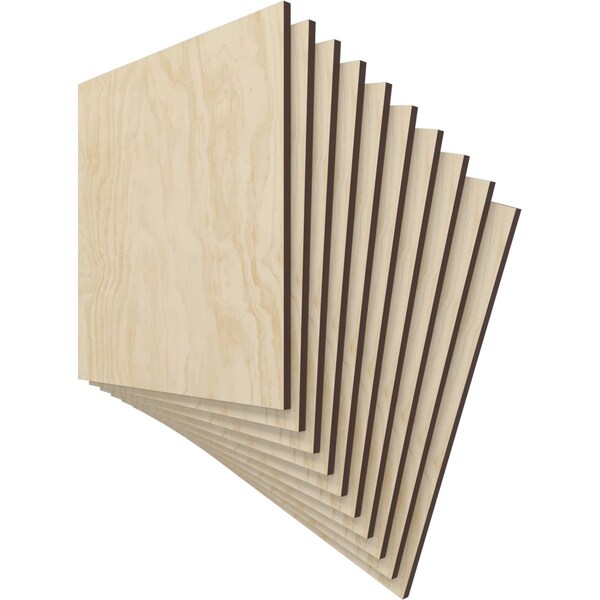 15 3/4W X 15 3/4H X 3/8T Wood Hobby Boards, Birch, 10PK